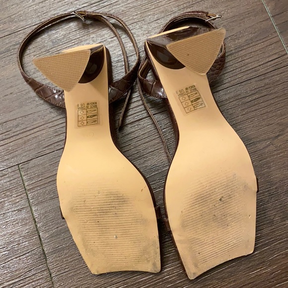 ✨HOST PICK✨ Chocolate Croc Embossed Square Toe Heels ✨ - Picture 7 of 8